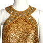 1960s Gold Sequin & Bead Halter Gown, Size 4