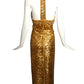 1960s Gold Sequin & Bead Halter Gown, Size 4