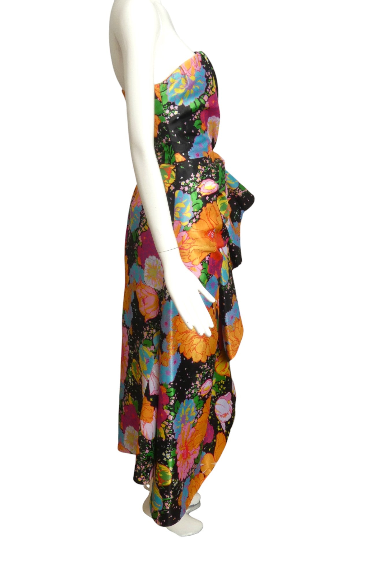 RICHARD QUINN- 2018 Strapless Floral Taffeta Dress, Size 8