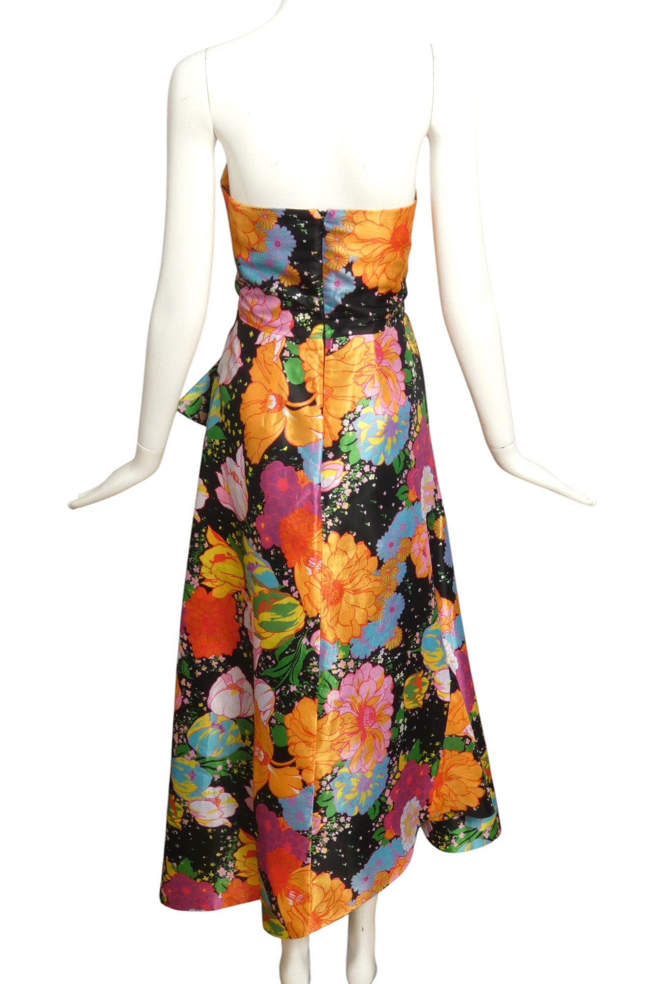 RICHARD QUINN- 2018 Strapless Floral Taffeta Dress, Size 8