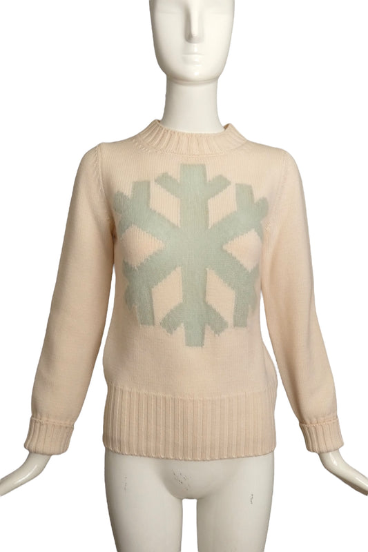 FENDI- Wool Knit Snowflake Sweater, Size 6