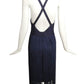 HERVE LEGER- NWT Navy Fringe Bandage Halter34 Dress, Size Small