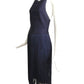 HERVE LEGER- NWT Navy Fringe Bandage Halter34 Dress, Size Small