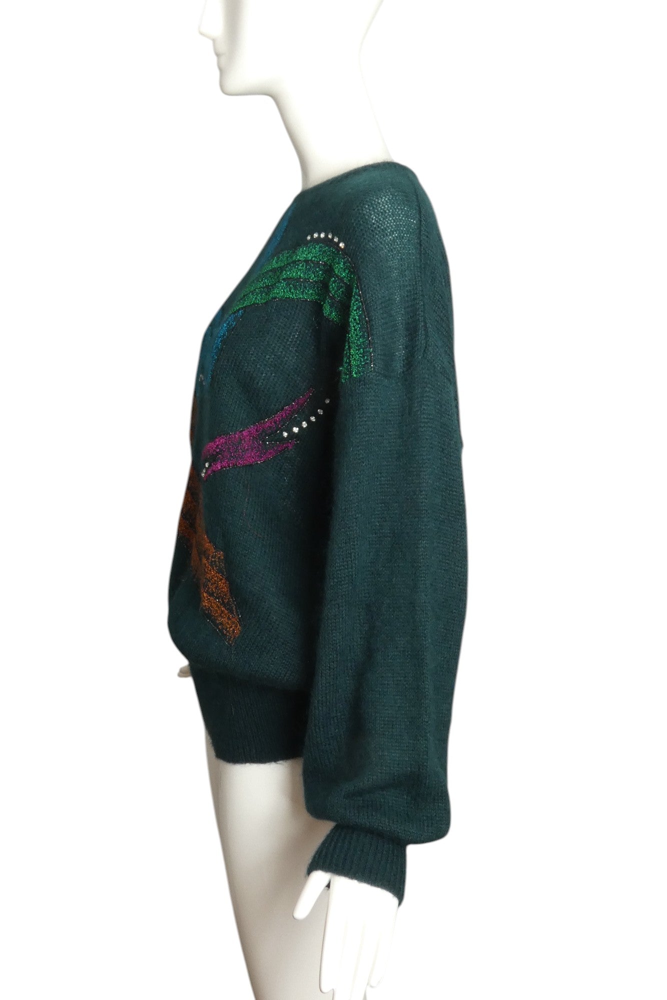 ESCADA- 1980s Rhinestone Knit Sweater, Size 10