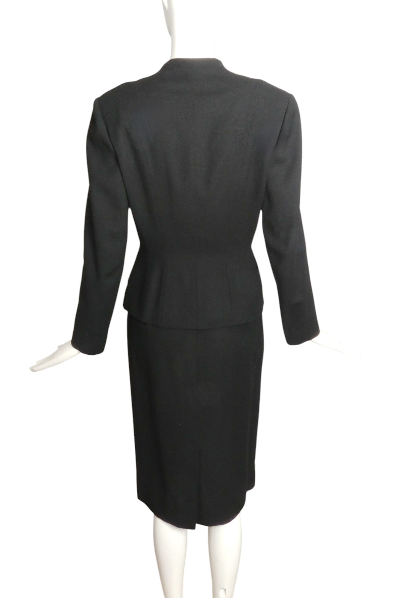 LILLI ANN- 1950s Black Wool & Velvet Skirt Suit, Size 4