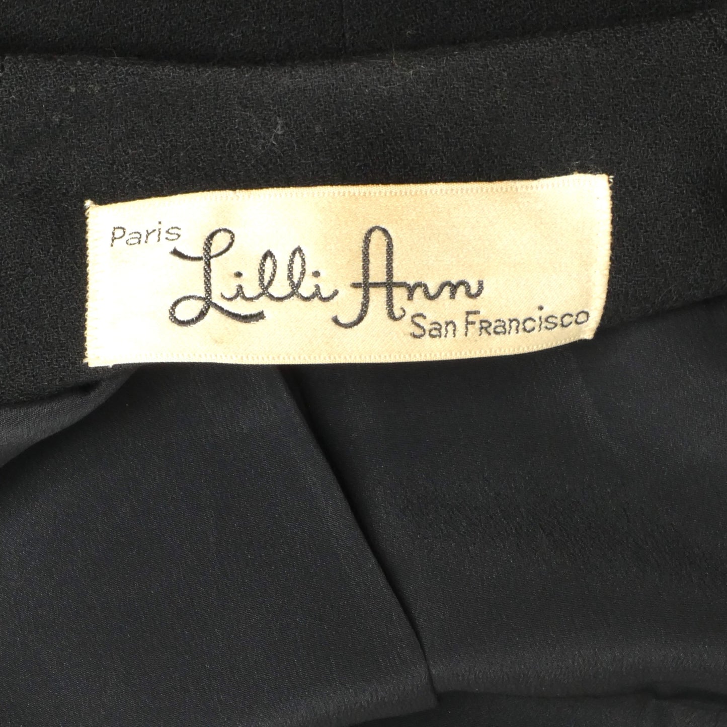 LILLI ANN- 1950s Black Wool & Velvet Skirt Suit, Size 4