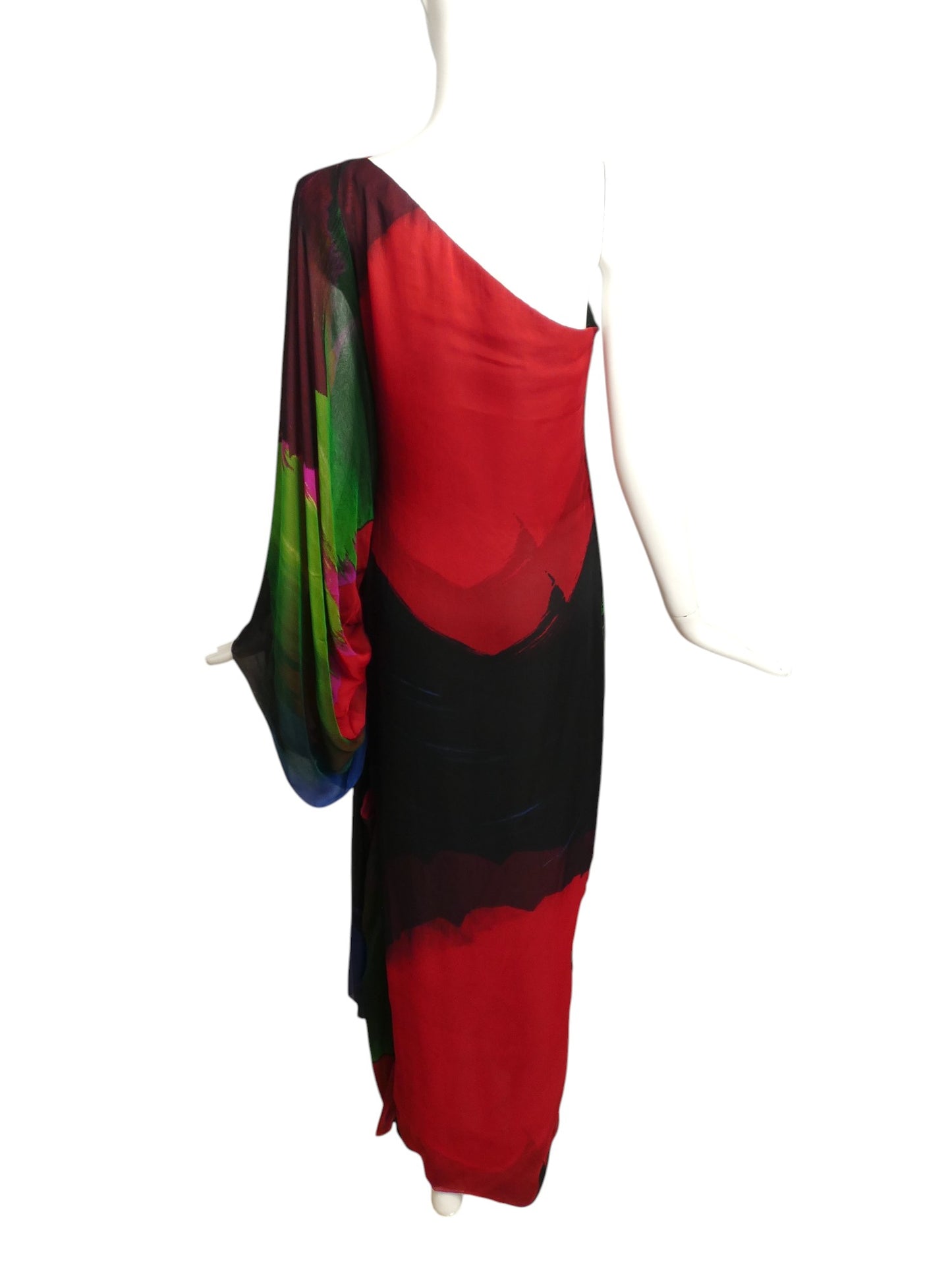 PIERRE CARDIN HAUTE COUTURE- 2005 Multi Color Print Chiffon Gown, Size 8