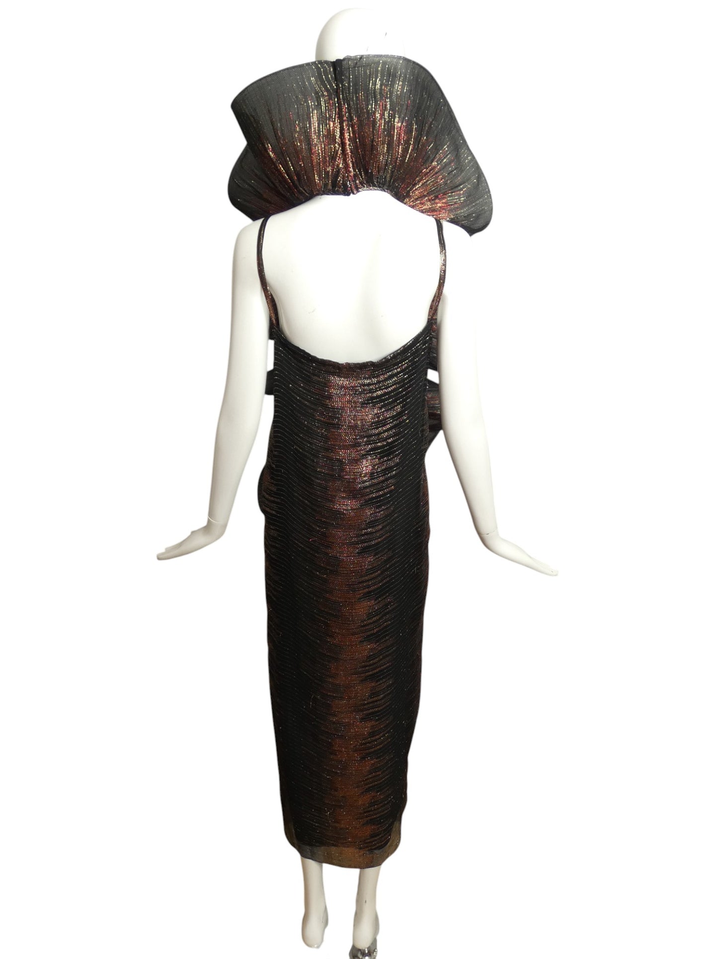 PIERRE CARDIN BOUTIQUE- 1994 Metallic Plisse Pleat Evening Gown, Size 12