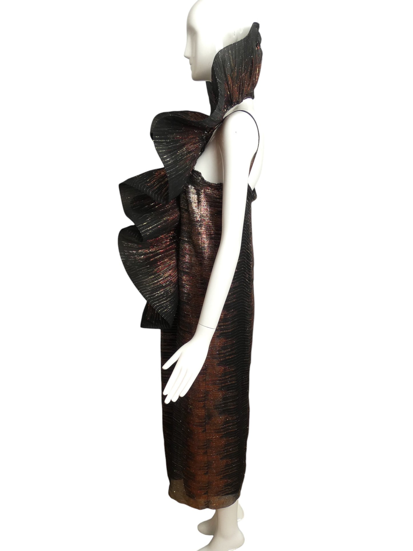 PIERRE CARDIN BOUTIQUE- 1994 Metallic Plisse Pleat Evening Gown, Size 12