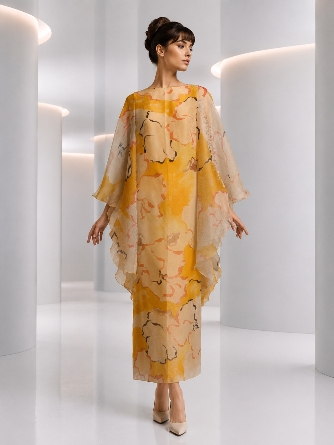 PIERRE CARDIN - 2002 Floral Organza Gown, Size 12