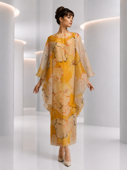 PIERRE CARDIN - 2002 Floral Organza Gown, Size 12