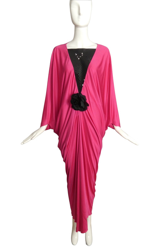 PIERRE CARDIN- 2005 Pink Jersey Knit Evening Gown, Size 8