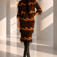 PIERRE CARDIN - 2004 Fur Trimmed Knit Skirt Suit, Size 8