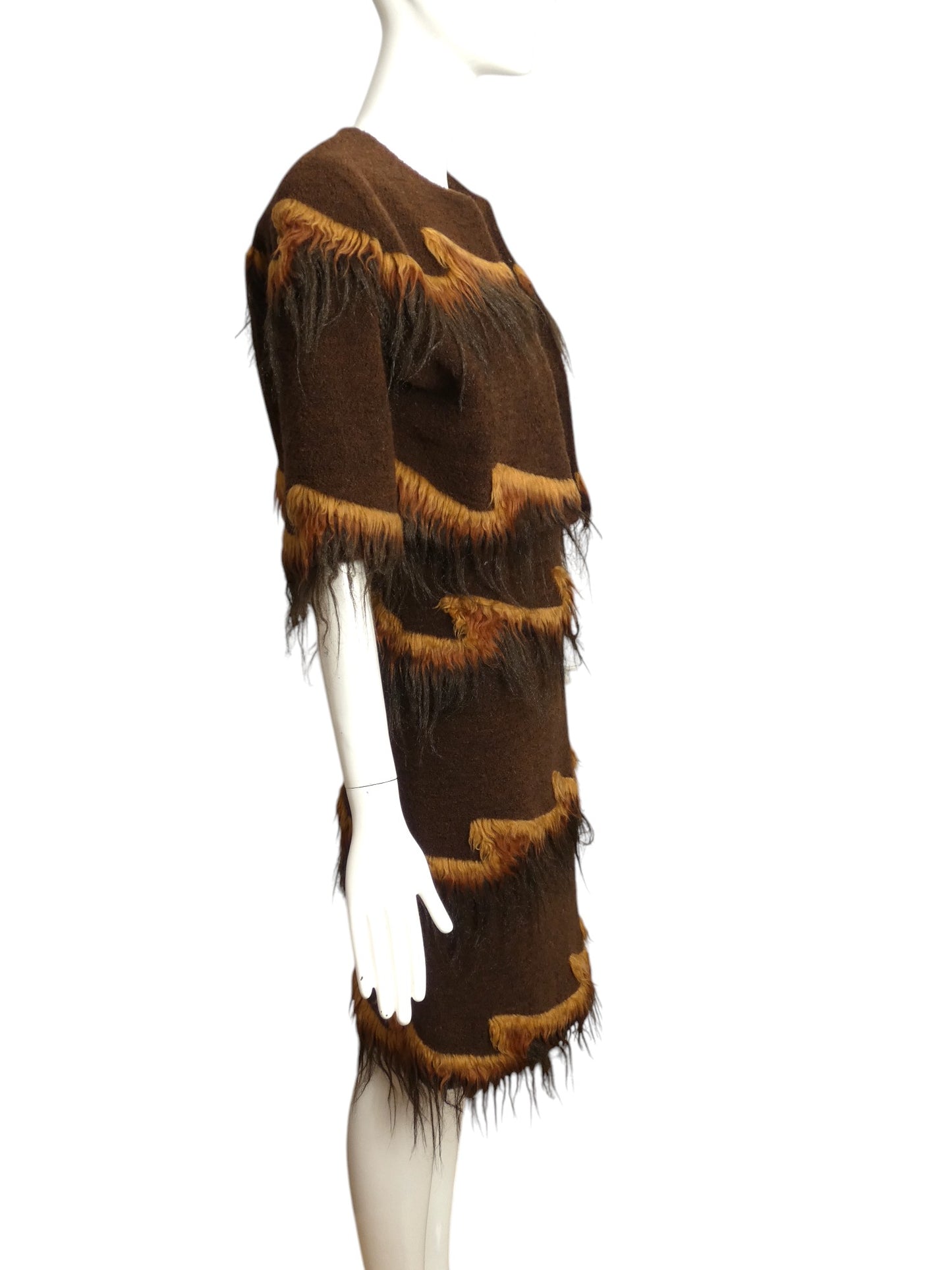 PIERRE CARDIN HAUTE COUTURE- 2004 Fur Trimmed Knit Skirt Suit, Size 8