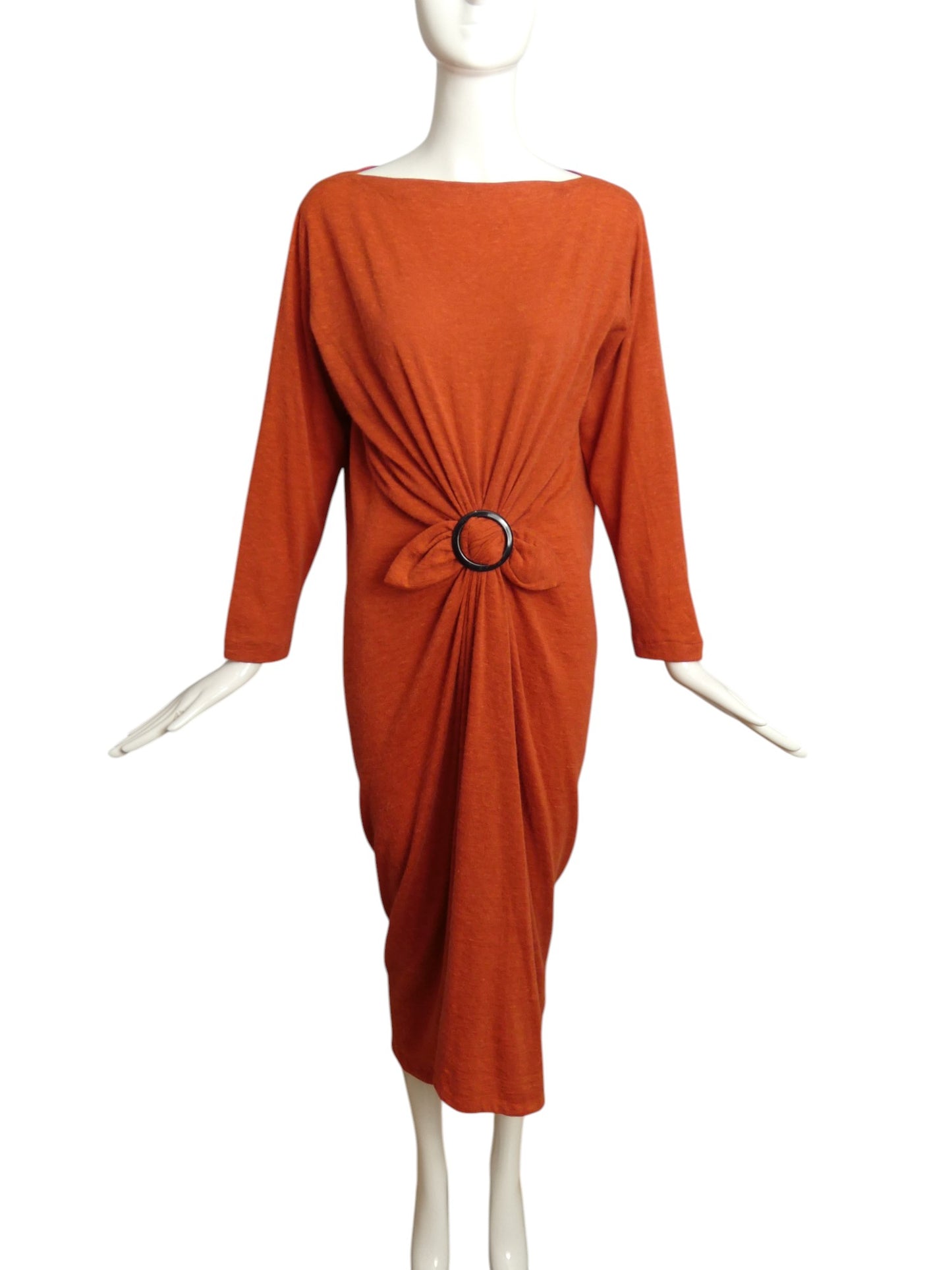PIERRE CARDIN HAUTE COUTURE- 1985 Orange Wool Knit Dress, Size 8