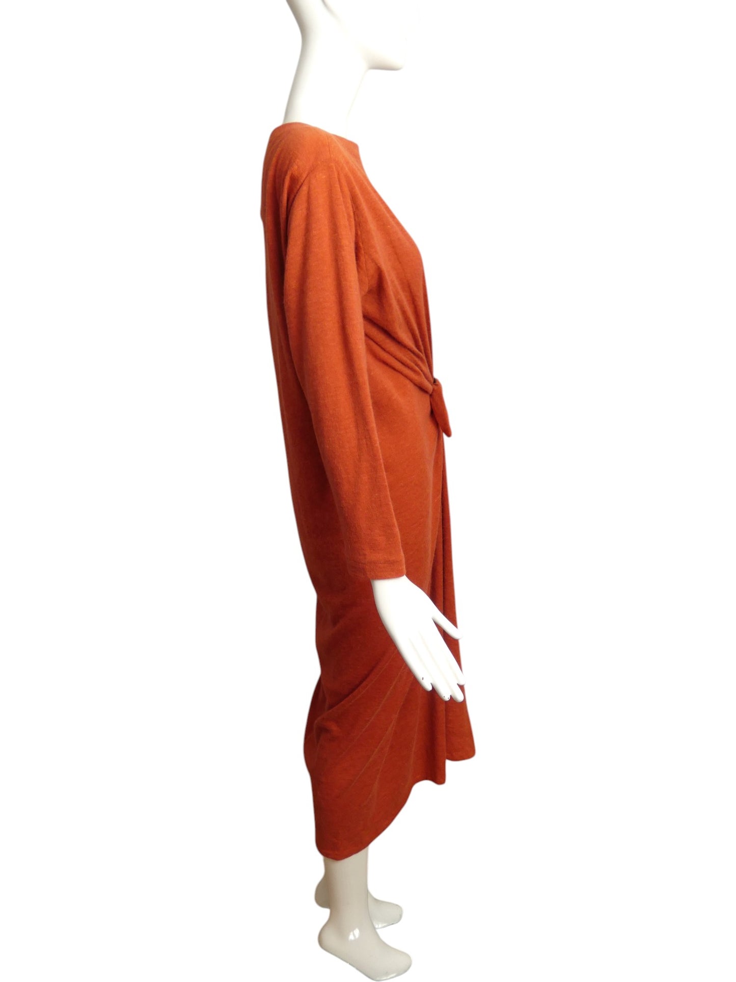 PIERRE CARDIN HAUTE COUTURE- 1985 Orange Wool Knit Dress, Size 8