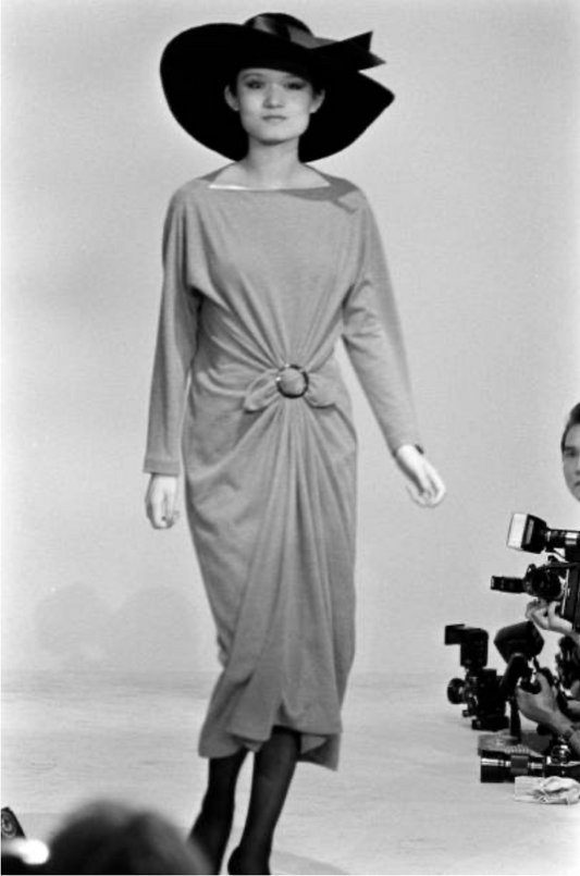 PIERRE CARDIN HAUTE COUTURE- 1985 Orange Wool Knit Dress, Size 8