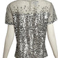 OSCAR DE LA RENTA- 2012 Sequin Knit Blouse, Size 8