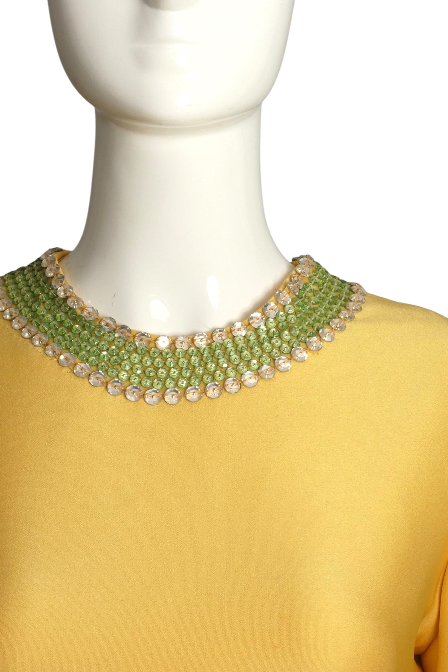 NORMAN NORELL- AS IS 1960s Yellow Rhinestone Trim Dress, Size 8