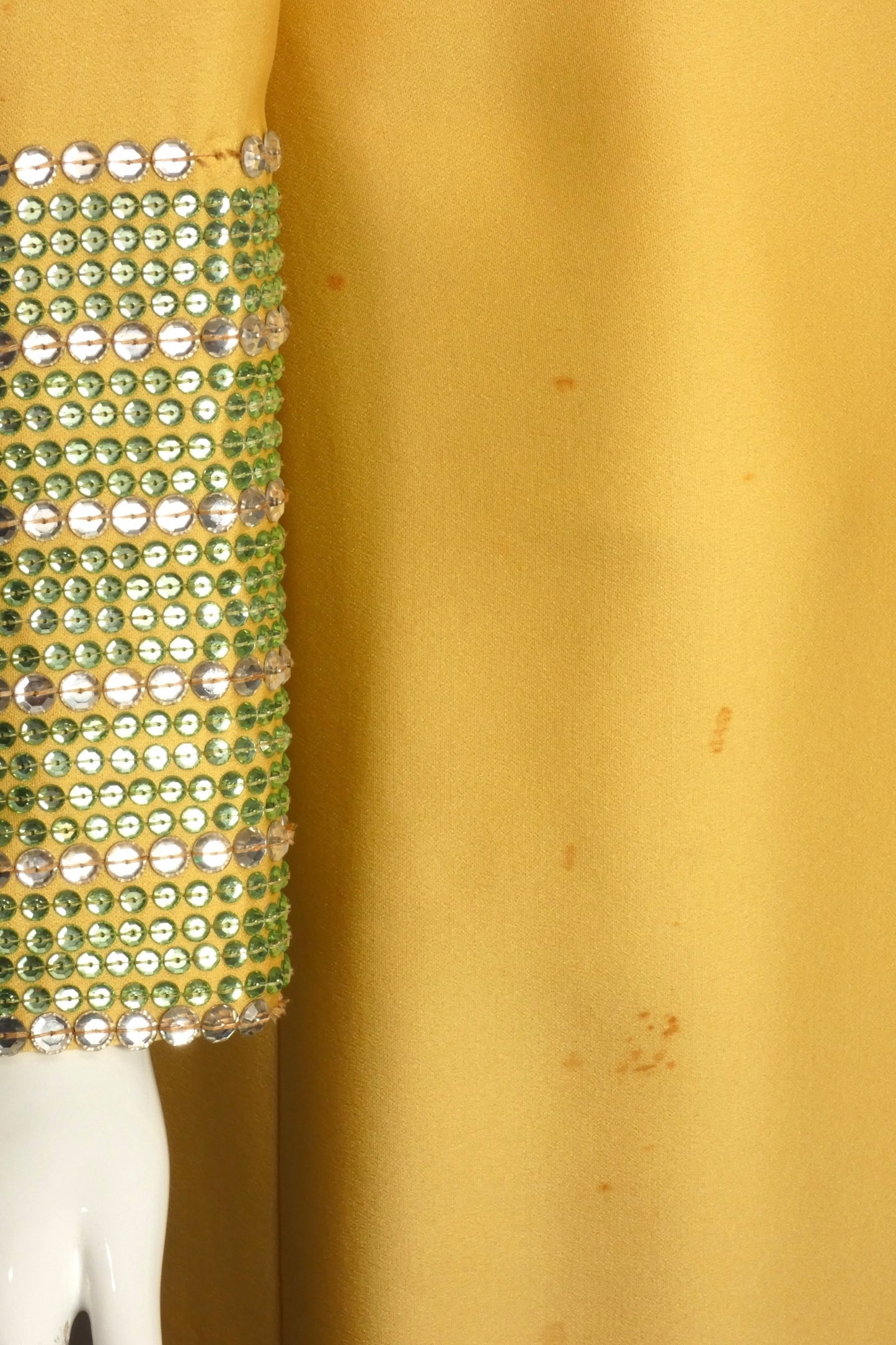 NORMAN NORELL- AS IS 1960s Yellow Rhinestone Trim Dress, Size 8
