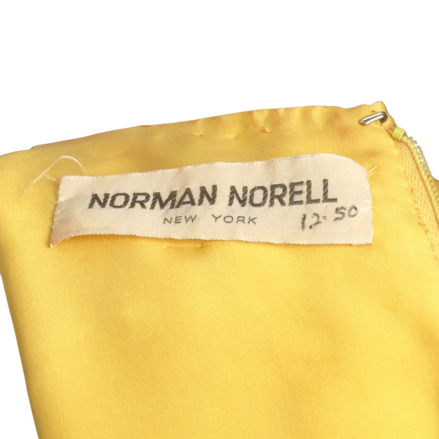 NORMAN NORELL- AS IS 1960s Yellow Rhinestone Trim Dress, Size 8