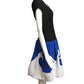 LANVIN- 1988 Black Knit & Blue Faille Dress, Size 8