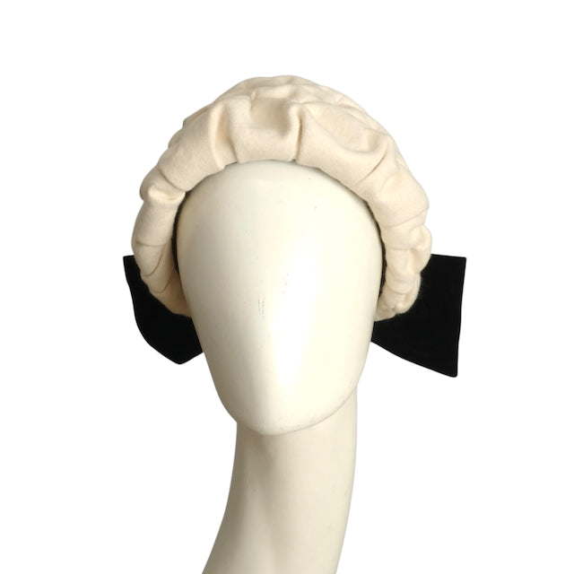 1950s Ivory Smocked Wool Felt Hat