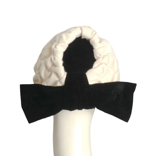 1950s Ivory Smocked Wool Felt Hat