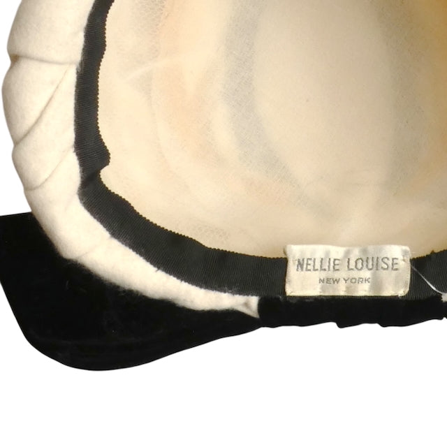 1950s Ivory Smocked Wool Felt Hat