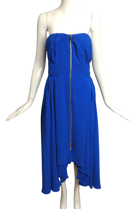 CHRISTIAN DIOR- Blue Strapless Crepe Midi Gown, Size 6