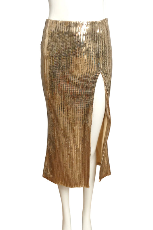 LAQUAN SMITH- NWT Gold Sequin Skirt, Size Small