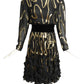 VALENTINO- 1980s Metallic Chiffon Dress, Size 10
