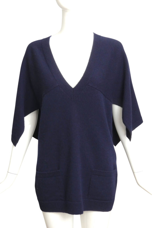 CHANEL- Navy Cashmere Sweater, Size 8
