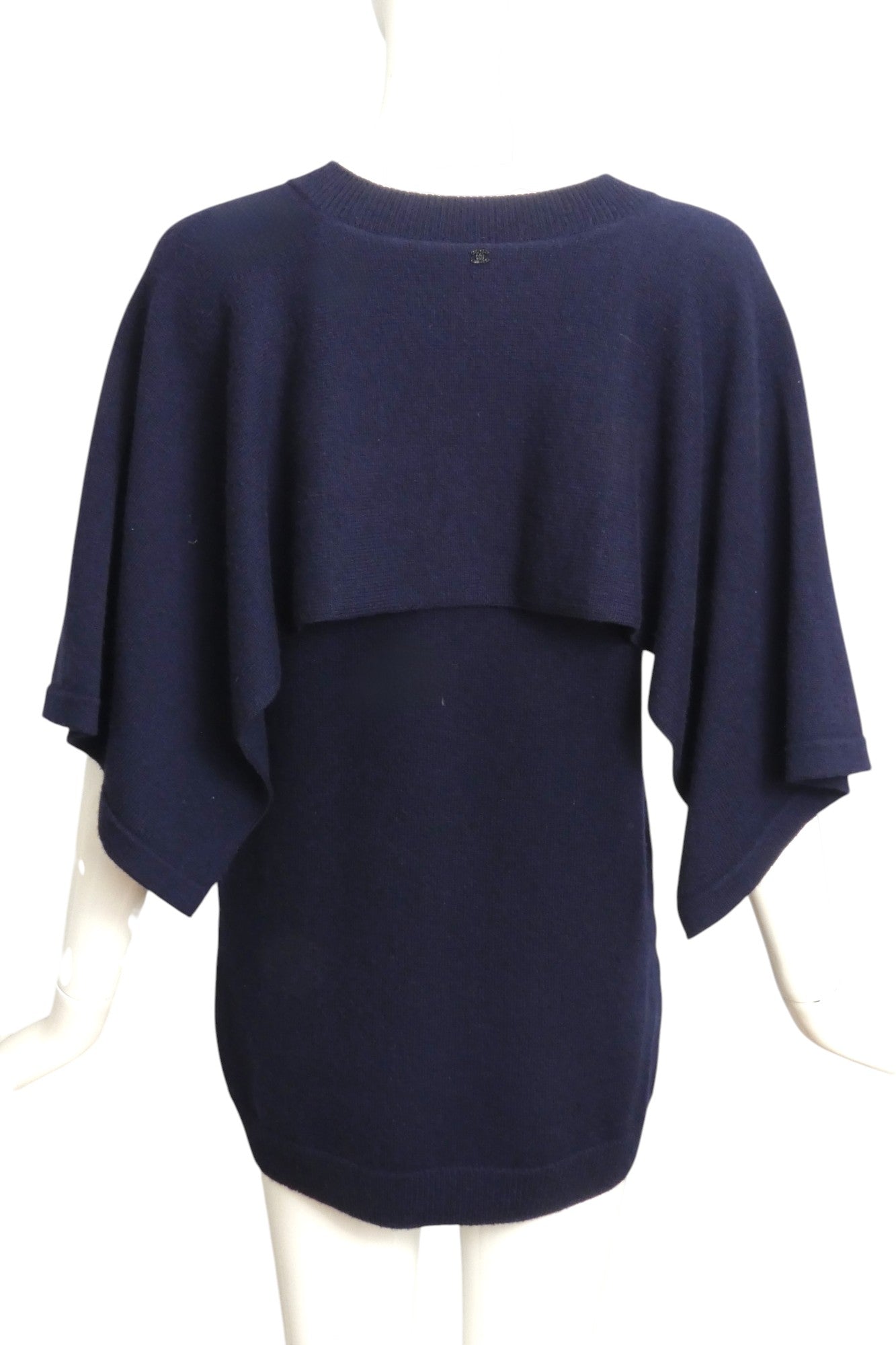 CHANEL- Navy Cashmere Sweater, Size 8