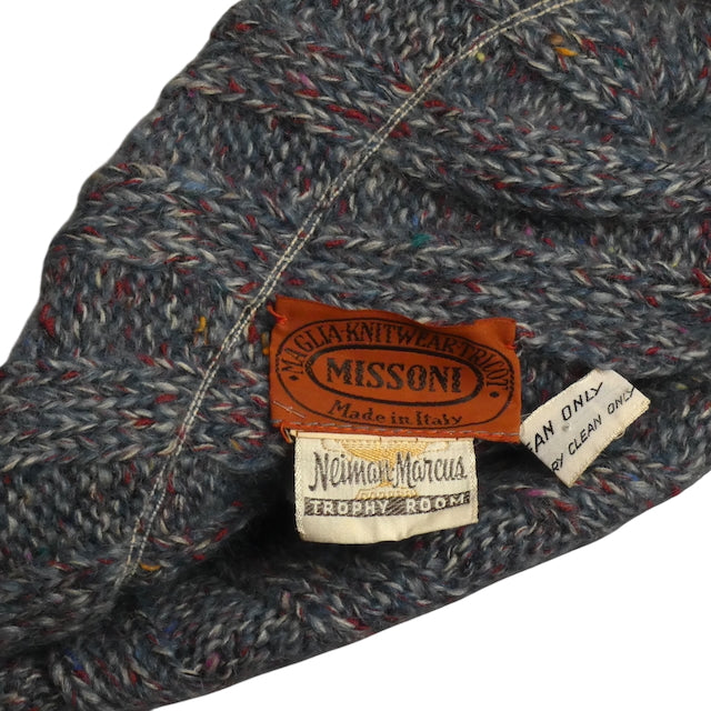 MISSONI- 1970s Heathered Blue Knit Beanie