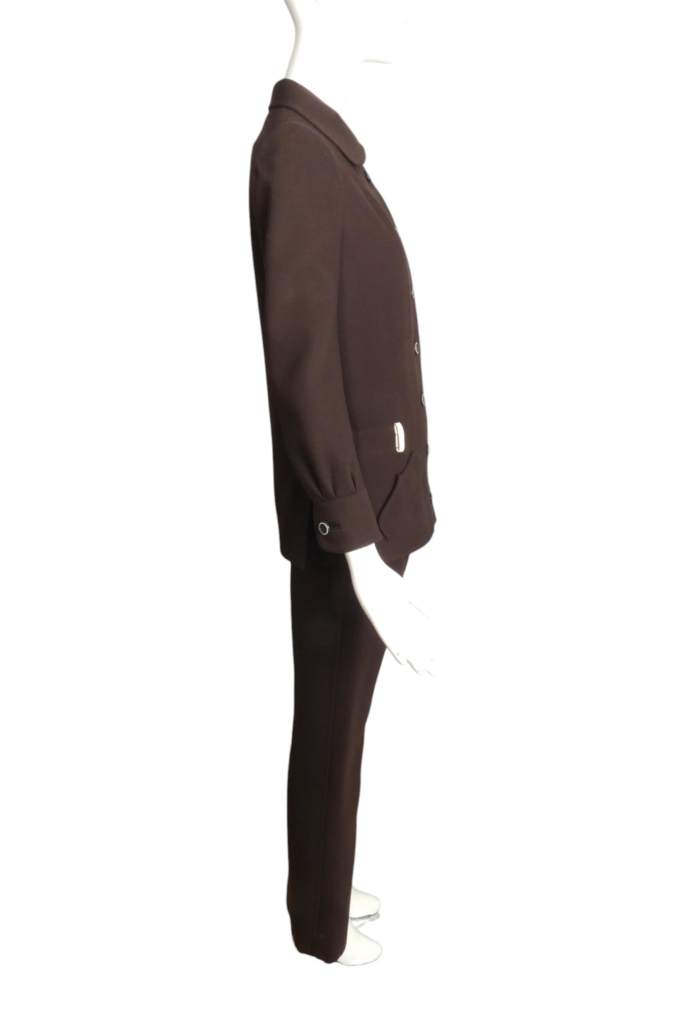 EMANUEL UNGARO- 1970s Brown Gaberdine Pant Suit, Size 4