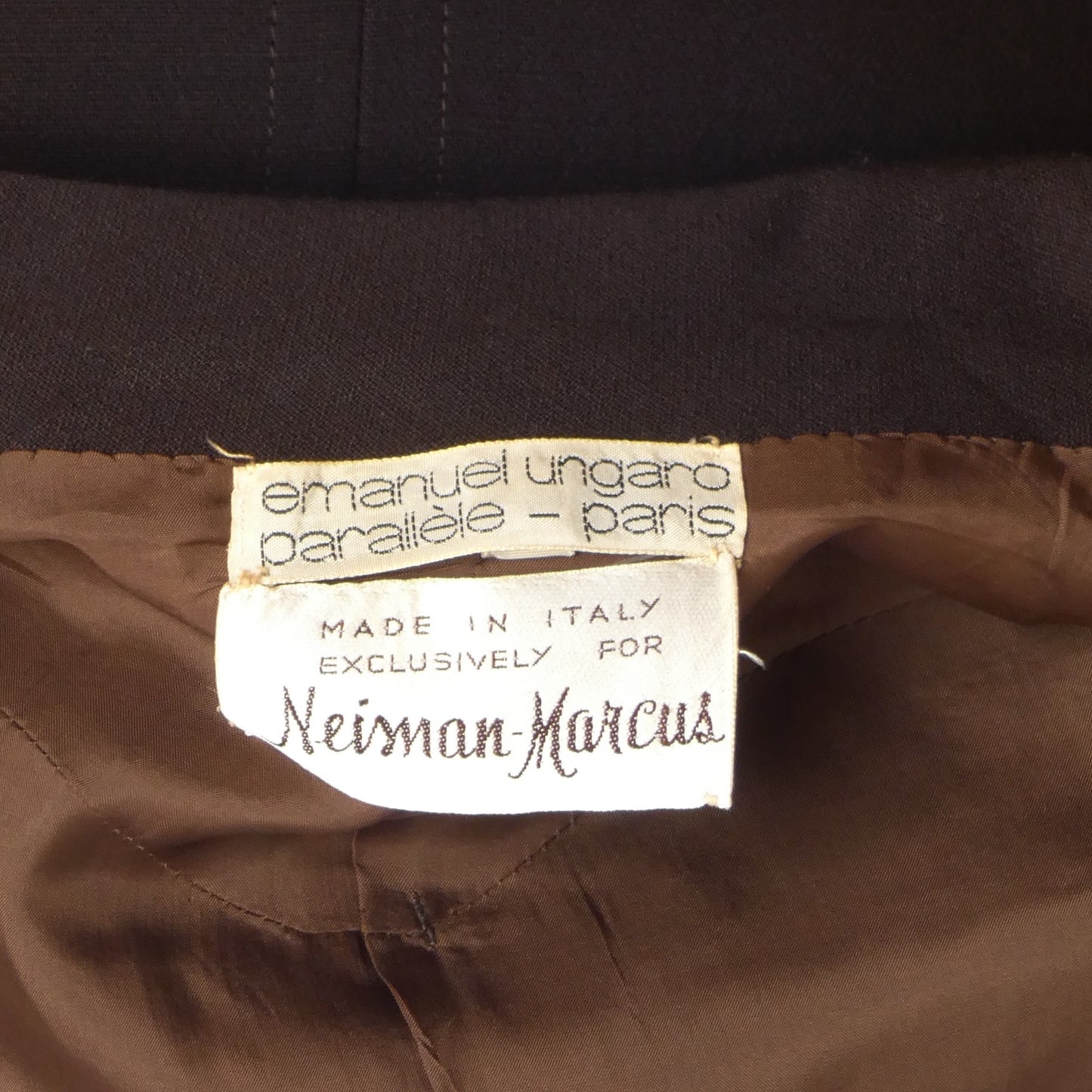 EMANUEL UNGARO- 1970s Brown Gaberdine Pant Suit, Size 4