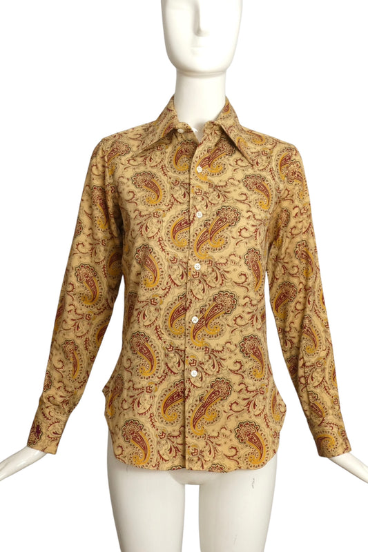 RALPH LAUREN- 1970s Paisley Print Blouse, Size 4