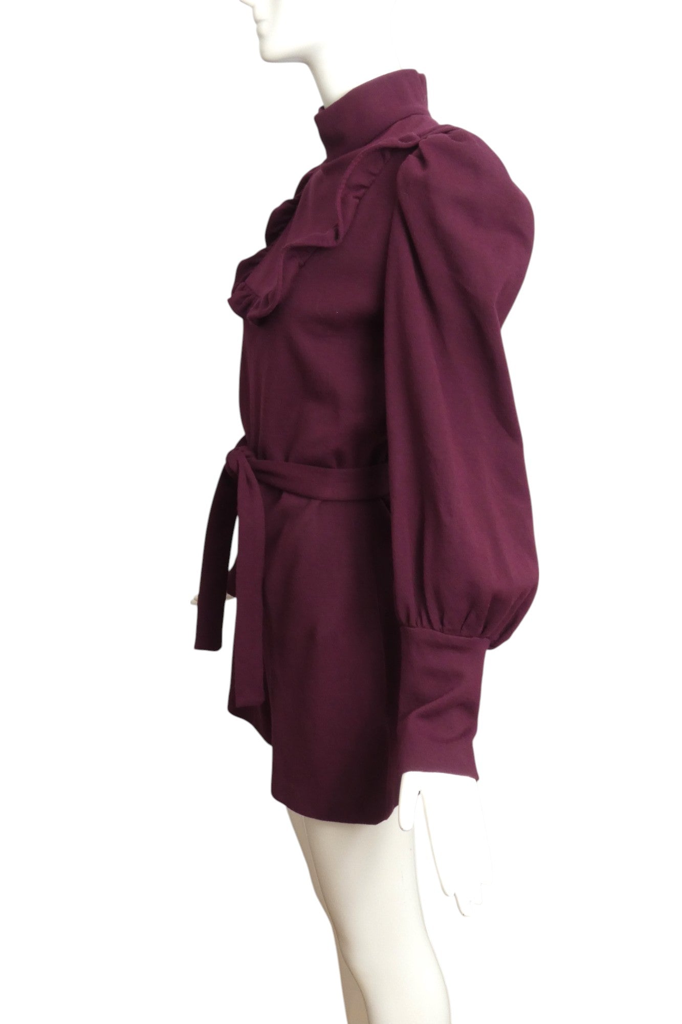 1970s Burgundy Knit Ruffled Romper, Size 6