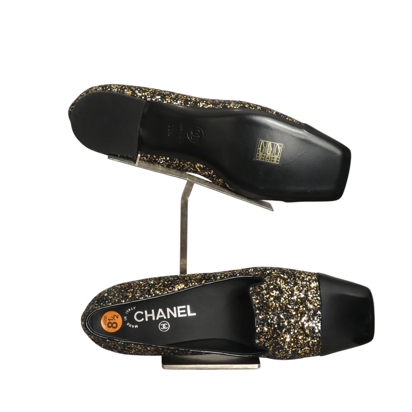 CHANEL- Multi Color Glitter Cap Toe Shoes, Size 38.5