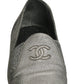 CHANEL- Silver Metallic "CC" Loafers, Size 39