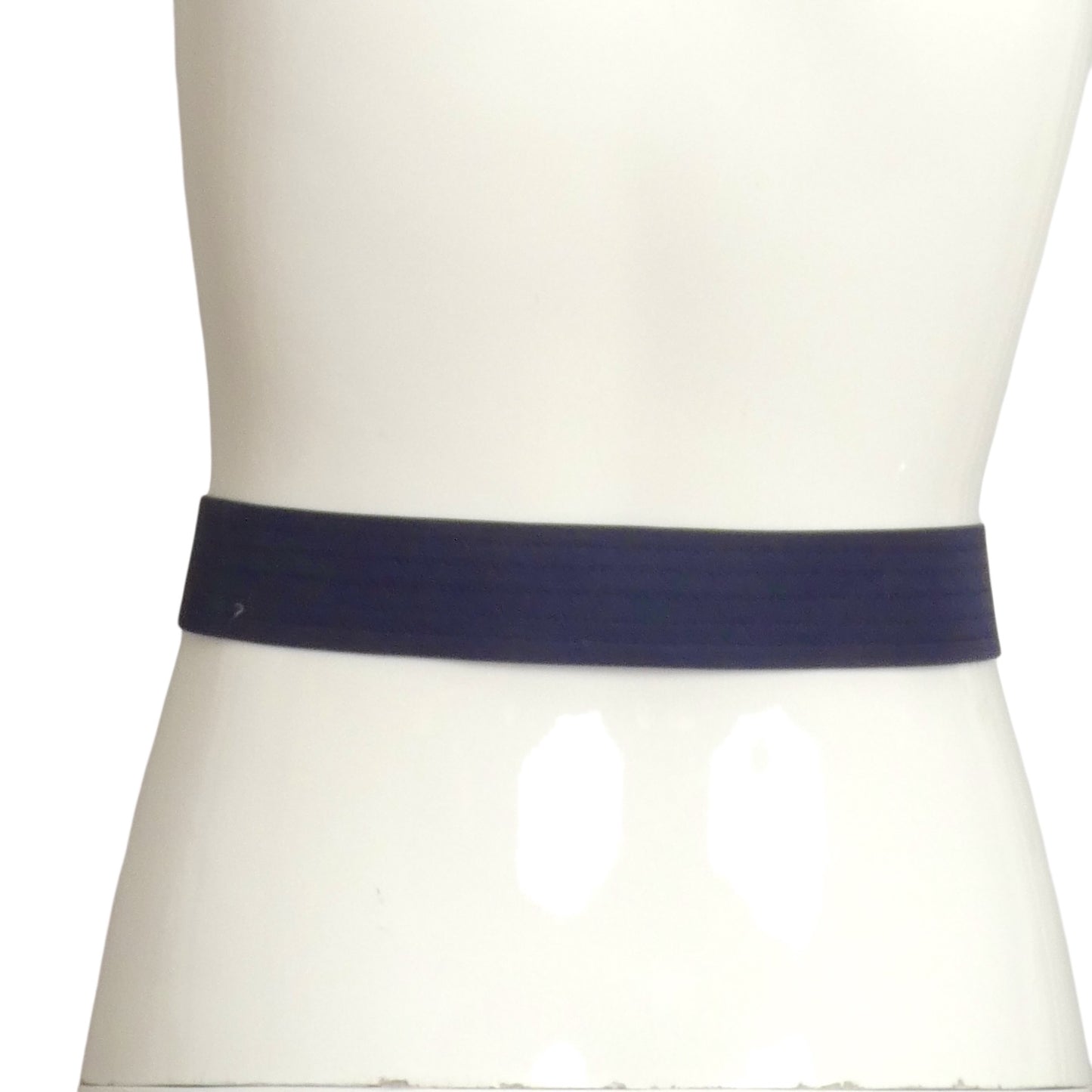 CHANEL- 1980s Navy & Gold Monogram Buckle Belt, Waist 29"