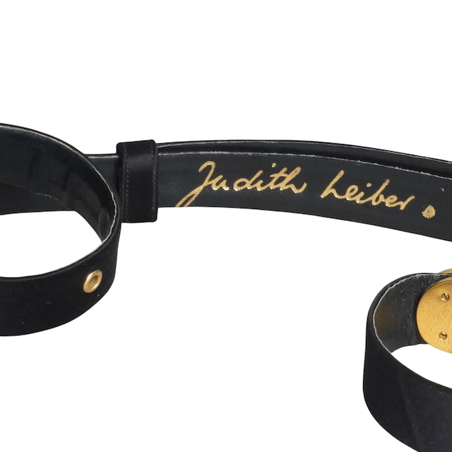 JUDITH LEIBER- 1980s Navy Satin Adjustable Belt