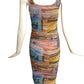 FUZZI- Multi Color Shirred Mesh Dress, Size Small