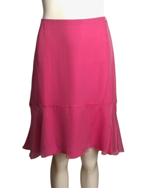 CHANEL- 2001 Pink Silk Chiffon Skirt, Size 14