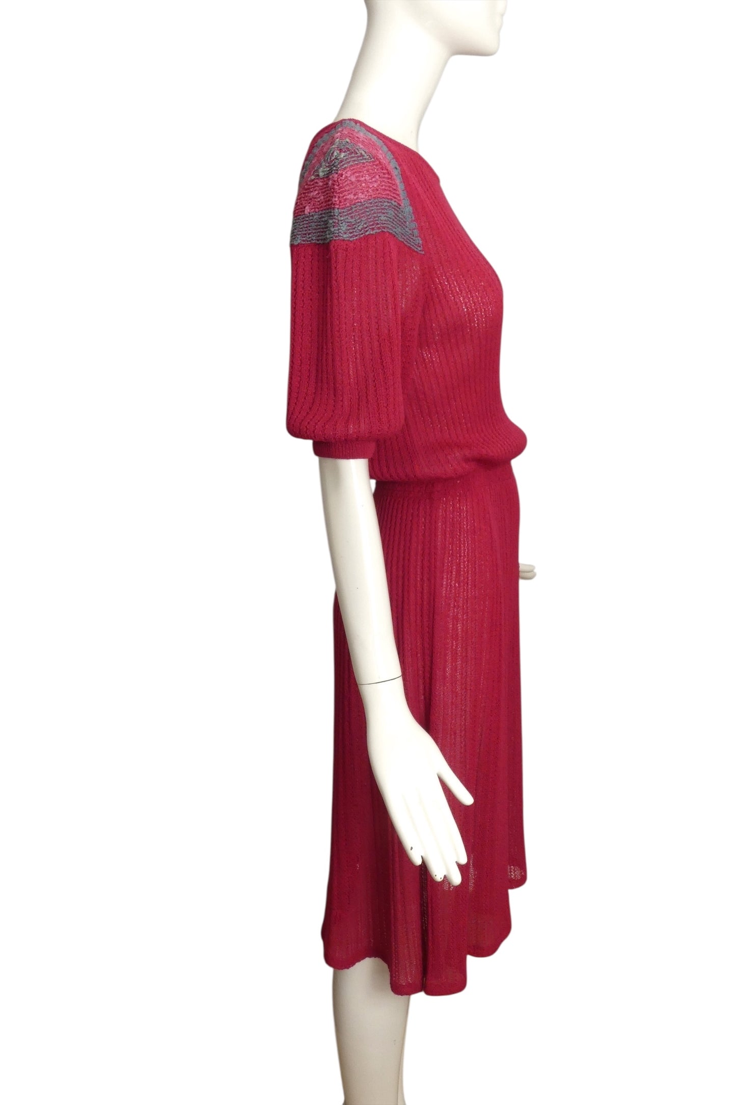 1970s Raspberry Knit Dress, Size 8