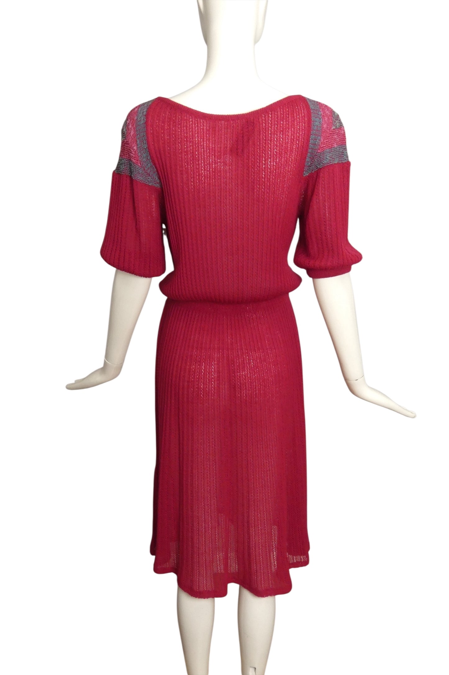 1970s Raspberry Knit Dress, Size 8