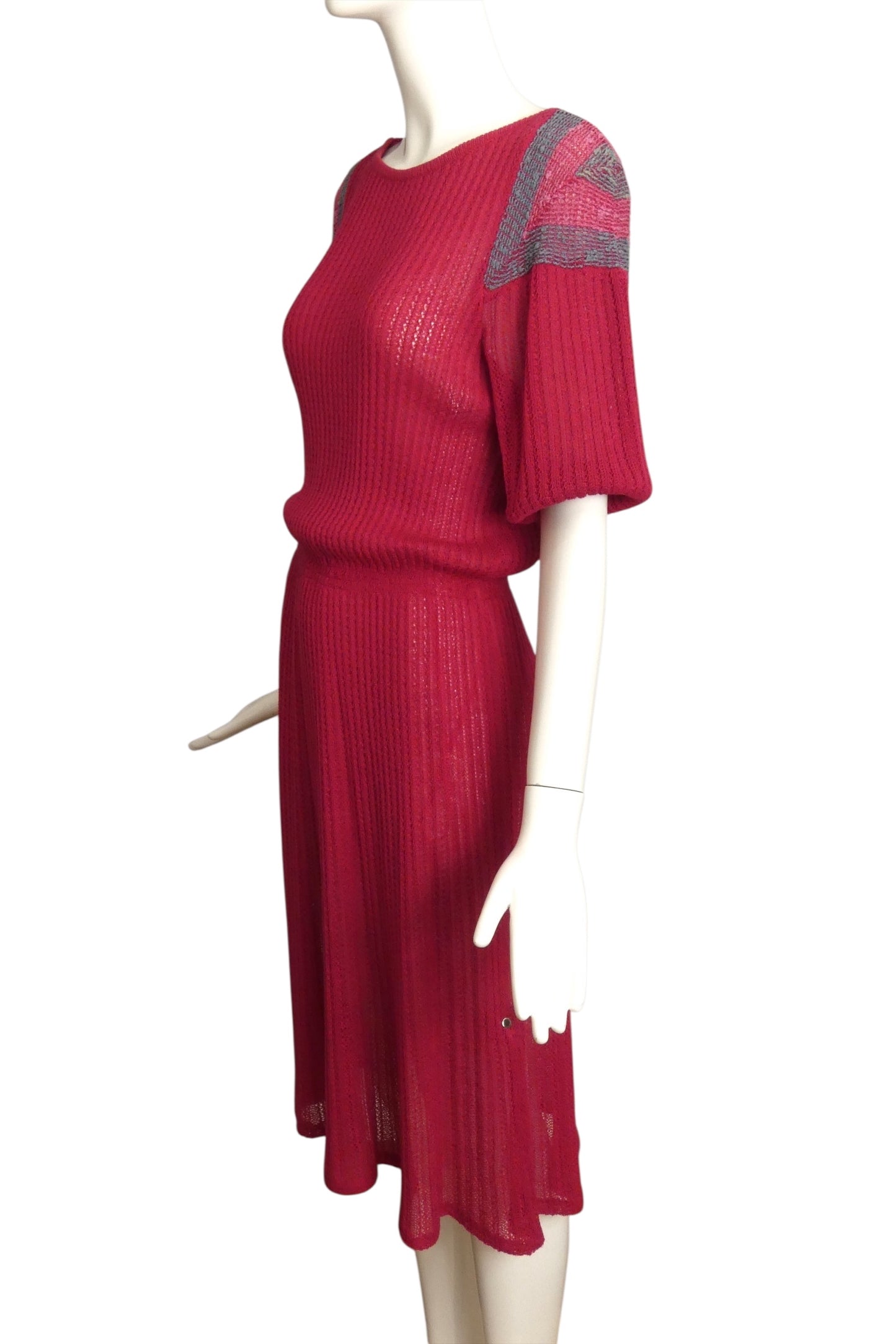 1970s Raspberry Knit Dress, Size 8