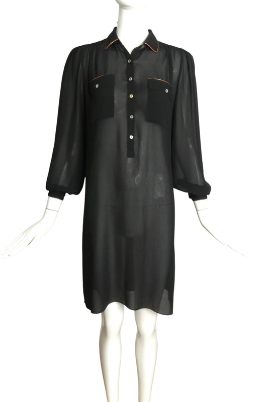 PIERRE CARDIN BOUTIQUE- 1970s Black Knit Dress, Size 4