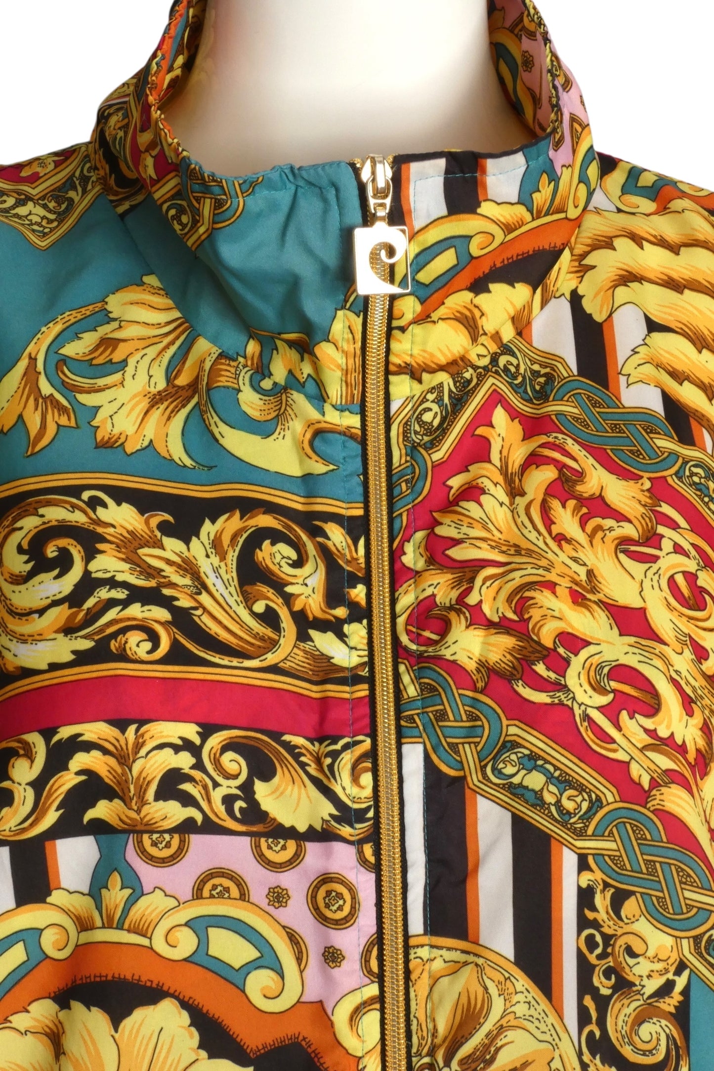 PIERRE CARDIN- 1980s Printed Satin Track Jacket, Size Large